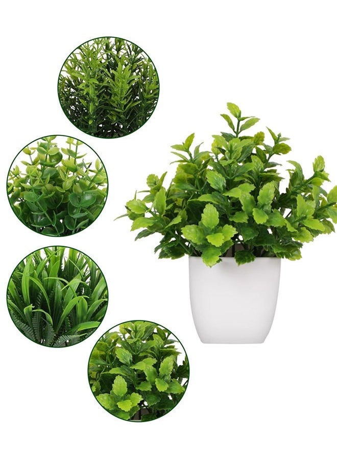 HAWAWA 4 Pack Mini Artificial Plant in Pot, Faux Plastic Eucalyptus Plant Wheat Grass  Plant  - Image 2