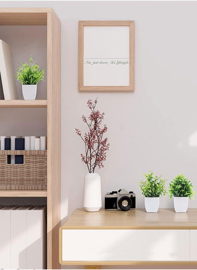 HAWAWA 4 Pack Mini Artificial Plant in Pot, Faux Plastic Eucalyptus Plant Wheat Grass  Plant  - Image 3