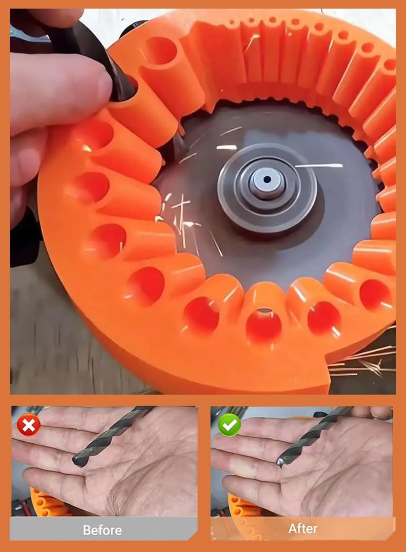 smartang ð”ð©ð ð«ðšððžð Circular Drill Bit Sharpener for 4-1/2in and 5in Angle Grinder(115mm/125mm), 2-13mm Bits Drill Sharpener, Tightness Afilador De Brocas, Angle Grinder Drill Bit Sharpener (Orange) - Image 3
