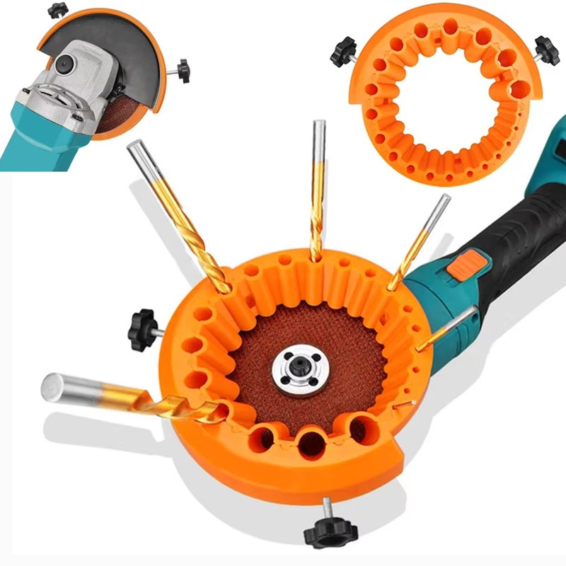 smartang ð”ð©ð ð«ðšððžð Circular Drill Bit Sharpener for 4-1/2in and 5in Angle Grinder(115mm/125mm), 2-13mm Bits Drill Sharpener, Tightness Afilador De Brocas, Angle Grinder Drill Bit Sharpener (Orange) - Image 1