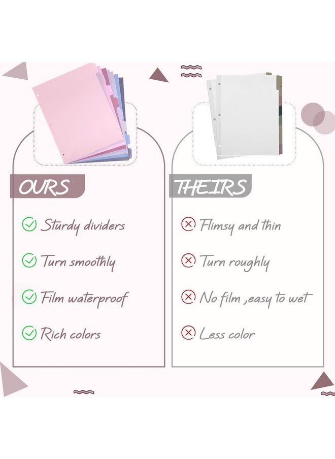 Honoson - 12 Sets 8 Tab Binder Dividers For 3 Ring Binders 8.5 X 11 Inch Paper Multicolor Dividers With Plastic Film 3 Hole Punched Page Dividers Sturdy Binder Index Dividers For School (Taro Color) - Image 1