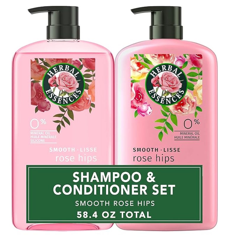 Herbal Essences Herbal Essences Shampoo and Conditioner Set, Smooth Collection with Vitamin E, Rose Hips, Jojoba for Shiny Hair, Paraben-Free, Safe for Color-Treated Hair, 29.2 Fl Oz Each, 2 Pack - Image 1