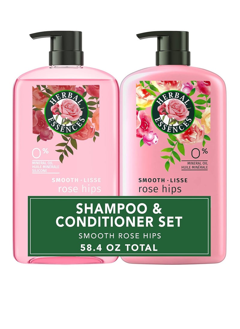 Herbal Essences مجموعة شامبو وبلسم هيربال إسنسز، مجموعة ناعمة مع فيتامين إي، وثمر الورد، والجوجوبا لشعر لامع، وخالية من البارابين، وآمنة للشعر المصبوغ، 29.2 أونصة سائلة لكل منهما، عبوتان  - Image 1