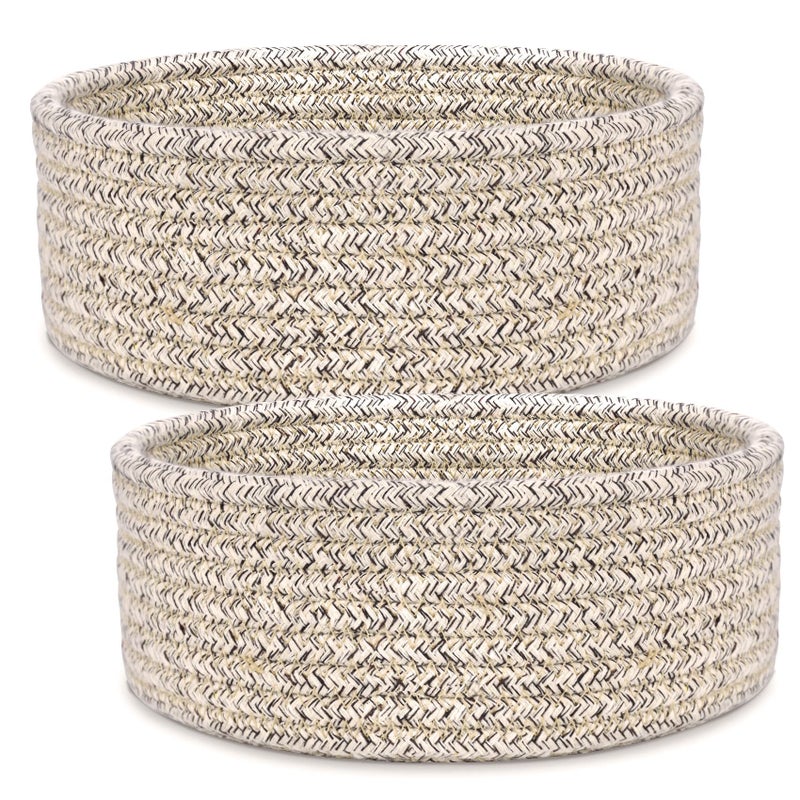 ABenkle 2 Pack Small Baskets Cotton Rope Woven Basket Cute Mini Tiny Storage Baskets Decorative Boho Basket for Nursery Living Room Bedroom Shelf Empty Gift Basket Mixed Brown