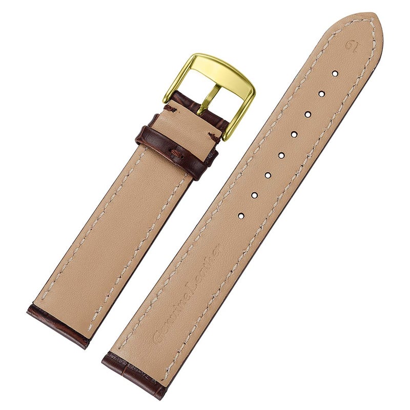 Istrap حزام ساعة جلد iStrap بنمط تمساح جلد العجل حزام بديل مع مشبك من الفولاذ المقاوم للصدأ للرجال والنساء - 18 مم 19 مم 20 مم 21 مم 22 مم 24 مم - أسود بني - Image 3
