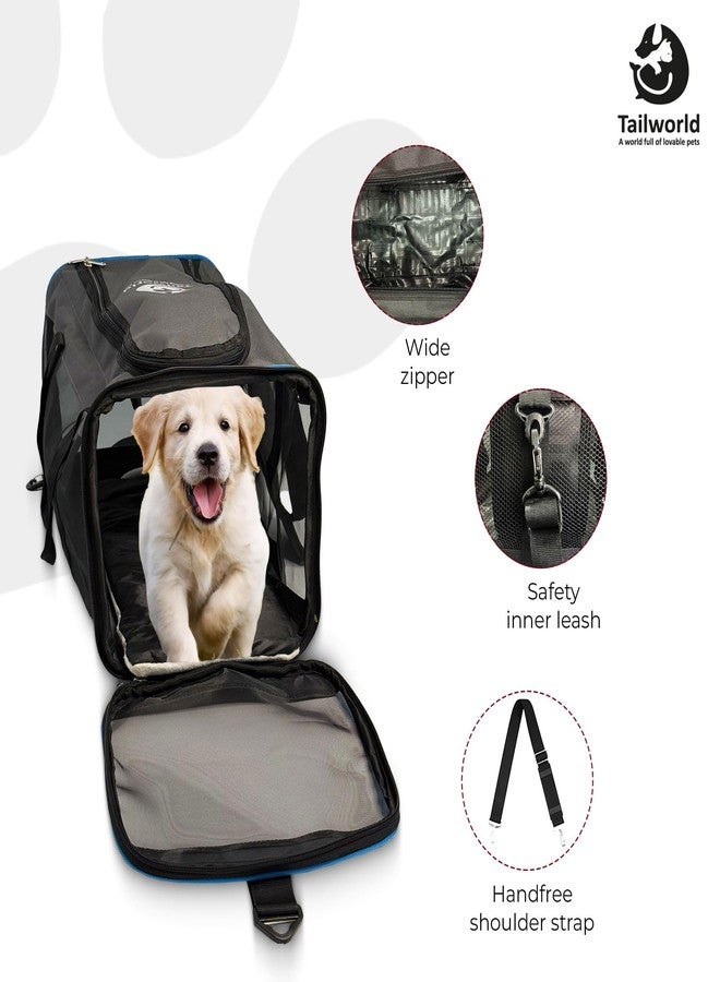 Tailworld Large Soft-Sided Pet Carrier Bag for Cats & Dogs | Breathable Mesh, Lightweight & Foldable Travel Carrier | Comfortable, Secure & Airline Friendly Pet Travel Bag (Black & Grey) - Image 2