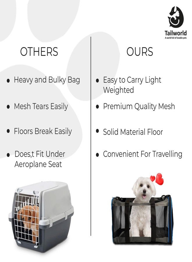 Tailworld Large Soft-Sided Pet Carrier Bag for Cats & Dogs | Breathable Mesh, Lightweight & Foldable Travel Carrier | Comfortable, Secure & Airline Friendly Pet Travel Bag (Black & Grey) - Image 3