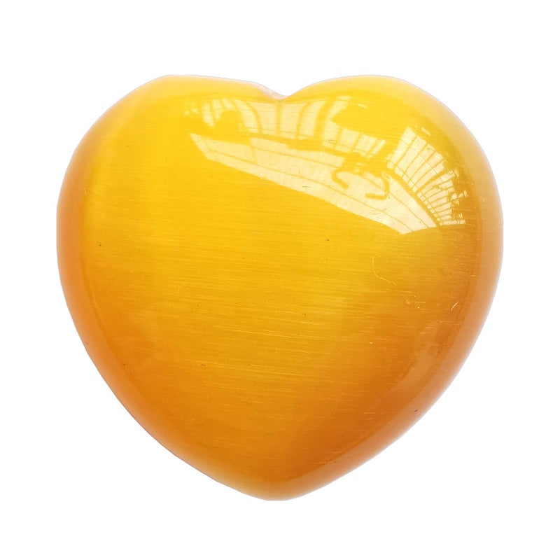 Bacatgem 1 Pcs Yellow Cats Eye Stone Palm Worry Carved Heart Love Stone157 inchs Crystals and Healing Stones