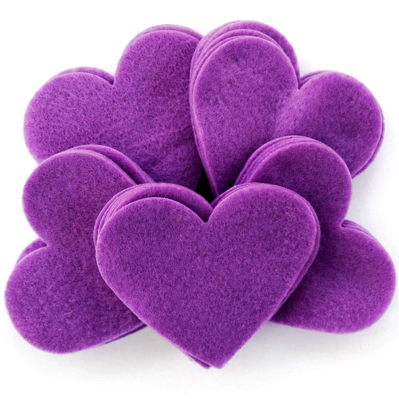 Playfully Ever After 3 Inch 28pc Felt Hearts Purple