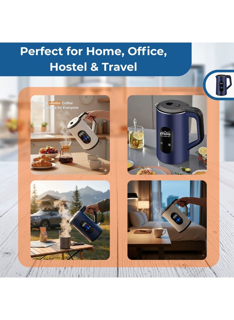 عفہس غلاية كهربائية لاسلكية من EFAHS، غليان سريع، تصميم خفيف الوزن، قاعدة دوّارة 360°، إيقاف تلقائي، حماية من الغليان الجاف، سخان مخفي، سعة 2.2 لتر، قدرة 1500 واط – أبيض لتحضير الشاي الفوري / القهوة / الحساء / سلق البيض - Image 5