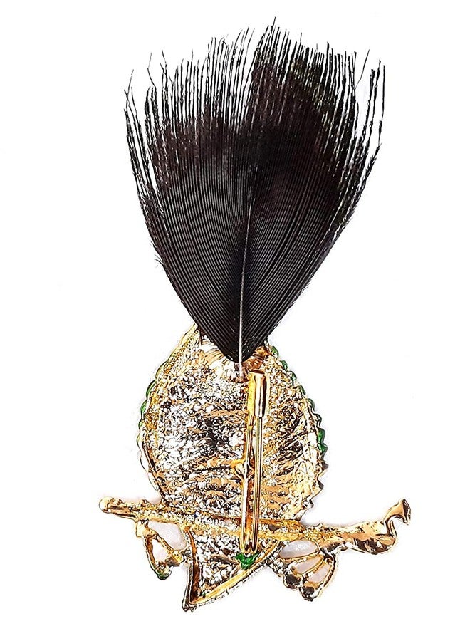 SRC Creations Mor Pankh Bansuri Brooch with Peacock Feather Stylish Lapel Pin pack of 10 pcs (Multicolor) - Image 4