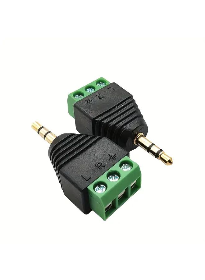 2pcs Gold Plated 3 5mm Male Headphone Jack Adapter No Solder Design Green Terminal - Image 5