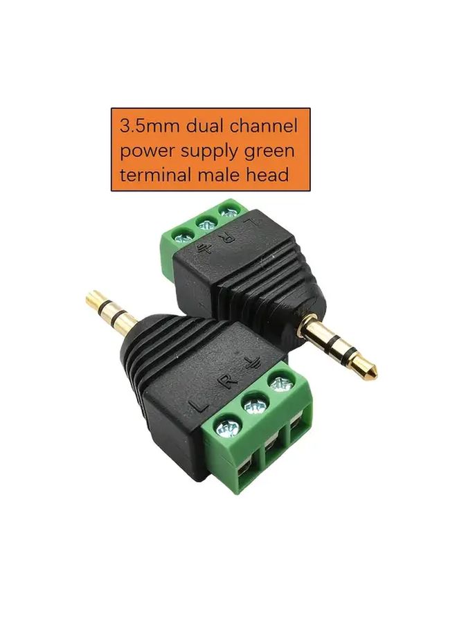 2pcs Gold Plated 3 5mm Male Headphone Jack Adapter No Solder Design Green Terminal - Image 1