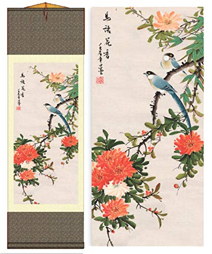 GRACEART Grace Art Asian Wall Scroll, Birds 2 - Image 1
