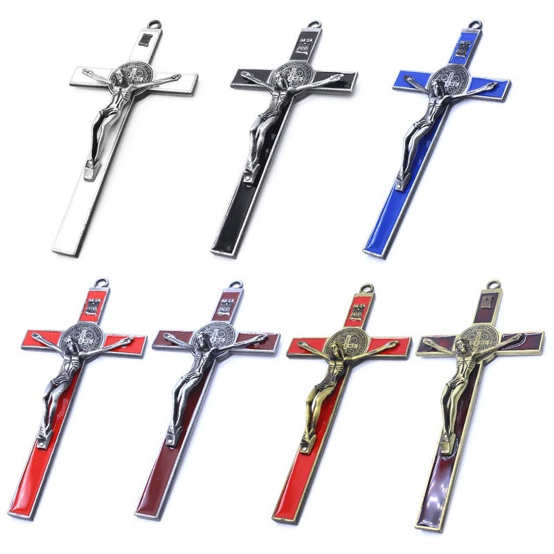 Antique Wall Crucifix Stand With Church Pedants And Relics Home Decor - Image 4