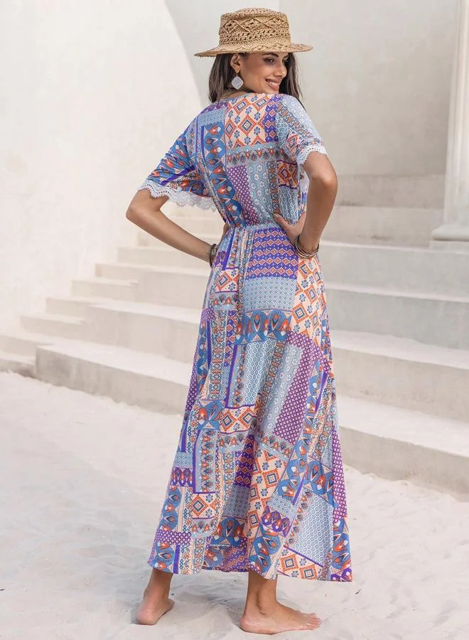 Take Two Take Two Women Purple Scarf Print Maxi Dress