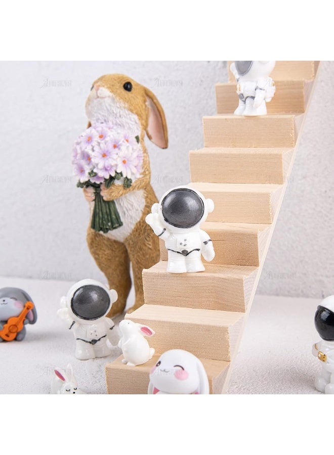 AUEAR, Miniature Stairs Wood Stair 1:12 Wooden Stringer Steps Model DIY Staircase Accessories Decor for Furniture Micro Landscape Decorations No-Handrail Model Role - Image 1