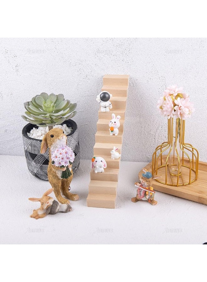 AUEAR, Miniature Stairs Wood Stair 1:12 Wooden Stringer Steps Model DIY Staircase Accessories Decor for Furniture Micro Landscape Decorations No-Handrail Model Role - Image 2