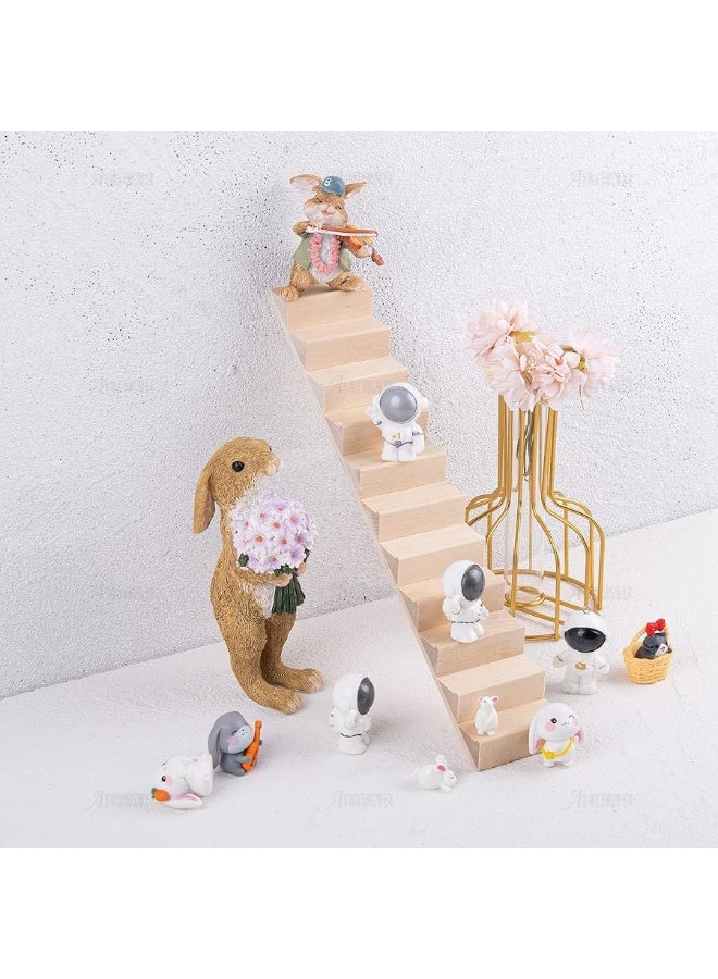 AUEAR, Miniature Stairs Wood Stair 1:12 Wooden Stringer Steps Model DIY Staircase Accessories Decor for Furniture Micro Landscape Decorations No-Handrail Model Role - Image 3