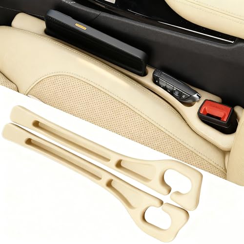 YLXGT Car Seat Gap Filler Organizer Universal for Car SUV Truck Accessories Seat Gap Plug Blocker with Storage Slot Beige 2 Pack - Image 1