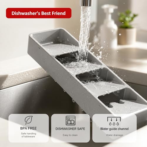 Li & Zhao Silverware Organizer for Drawer - Utensil Drawer Organizer Compact Utensil Organizer Silverware Tray Cutlery Organizer Spoon Drawer Kitchen for Kitchen, Office, Bathroom, Living room - Image 5