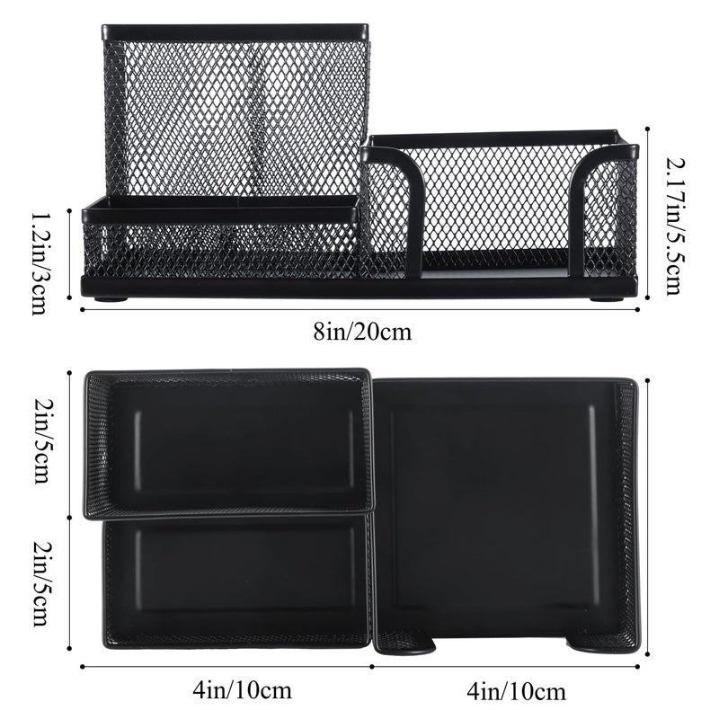 M&G Mesh Pen Holder Desk Organizers Pencil Holder for Desk Black, 3 Compartments Metal Office Supply Organizer with Sticky Notes Holder for School Home Office - Image 5