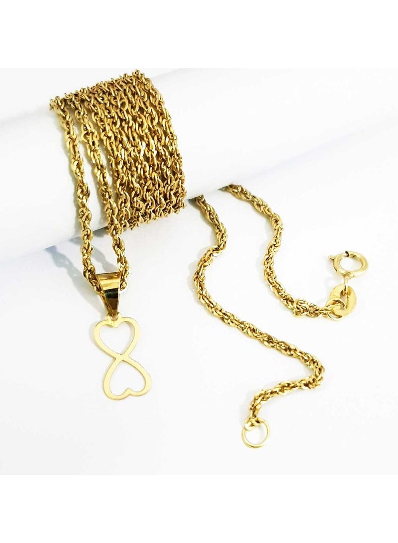Hamsa.ae 18K Pure Gold Heart Infinity Necklace For Women - Image 3