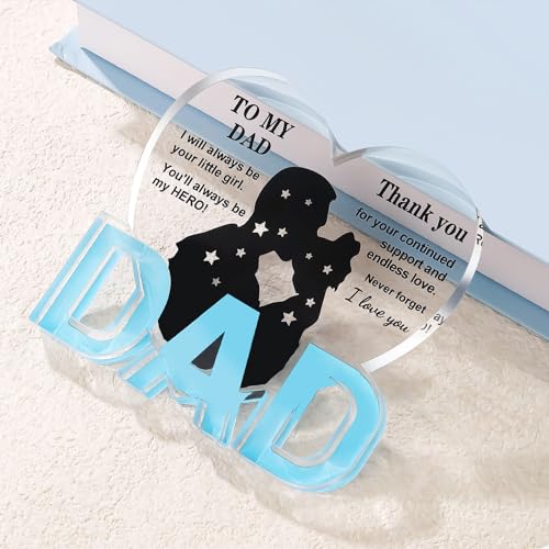 ilifemate Dad Gifts, Gifts for Dad - Acrylic Heart Plaque Dad Gifts 3.9 × 3.7 × 0.4inch, Dad Birthday Gift, Christmas Gifts for Dad, Gifts for Dads Birthday, Dad Gifts from Daughter - Image 3