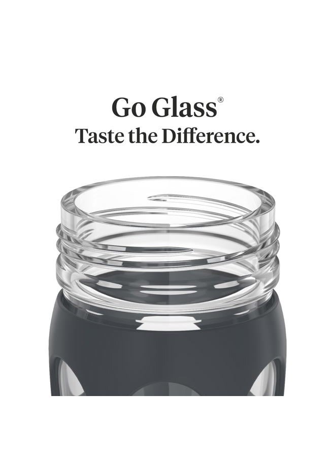 lifefactory 22-Ounce Active Flip Cap Glass Water Bottle, 22oz, Carbon - Image 3