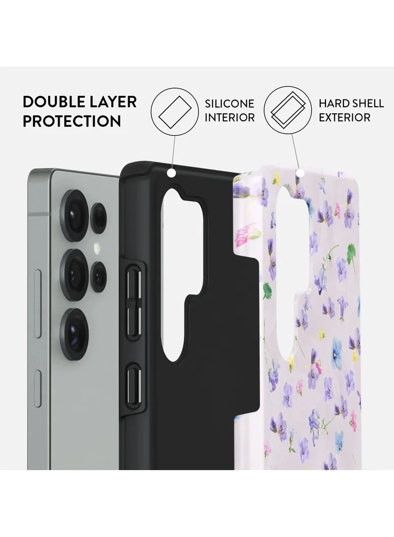 BURGA Samsung Galaxy S25 Ultra Mobile Phone Case Hybrid 2 Layer Hard Shell Silicone Protective Case, Scratch Resistant Shockproof Cover,Wildflower