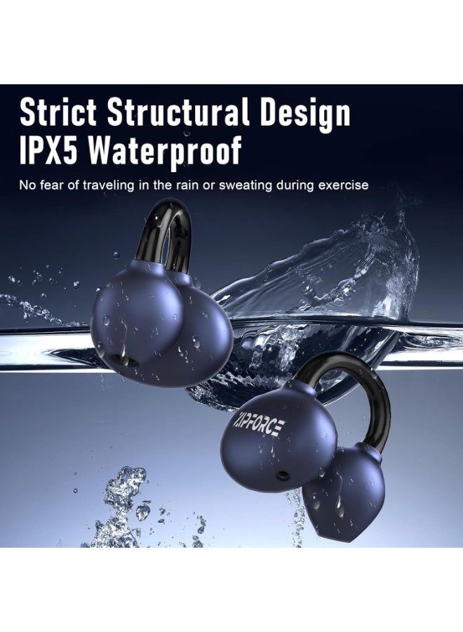 ZIPFORCE True Wireless Earbuds, Open-Ear Bluetooth 5.4 Headphones 4-Mics ENC Clear Call, Bluetooth Earbuds Touch Control, IPX6 Waterproof TWS, Light-Weight Earphones, Black - Image 2