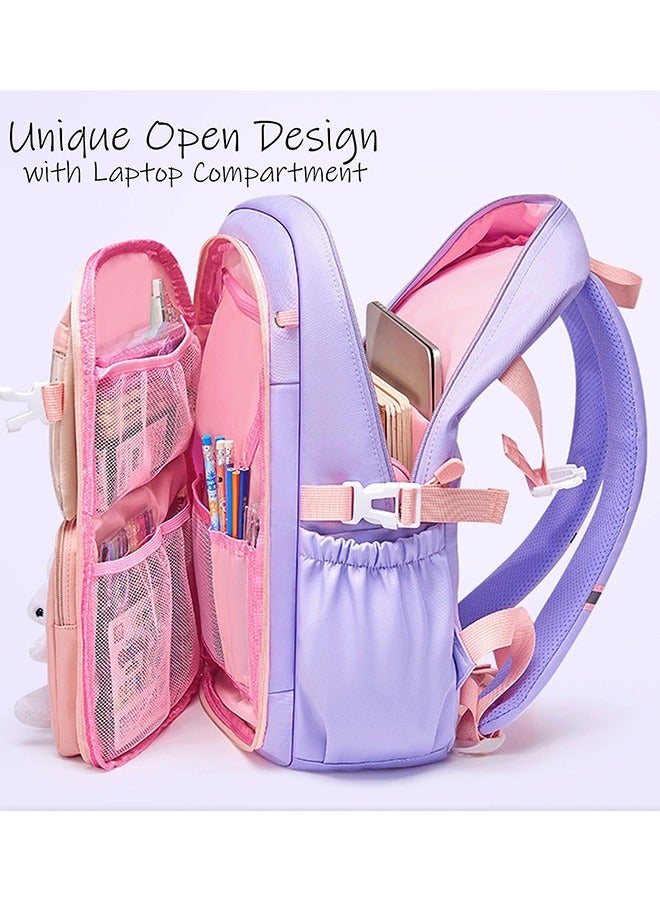 Girls Backpack Elementary School Bunny Backpack for girls Cute Kids Laptop Bag - Image 2