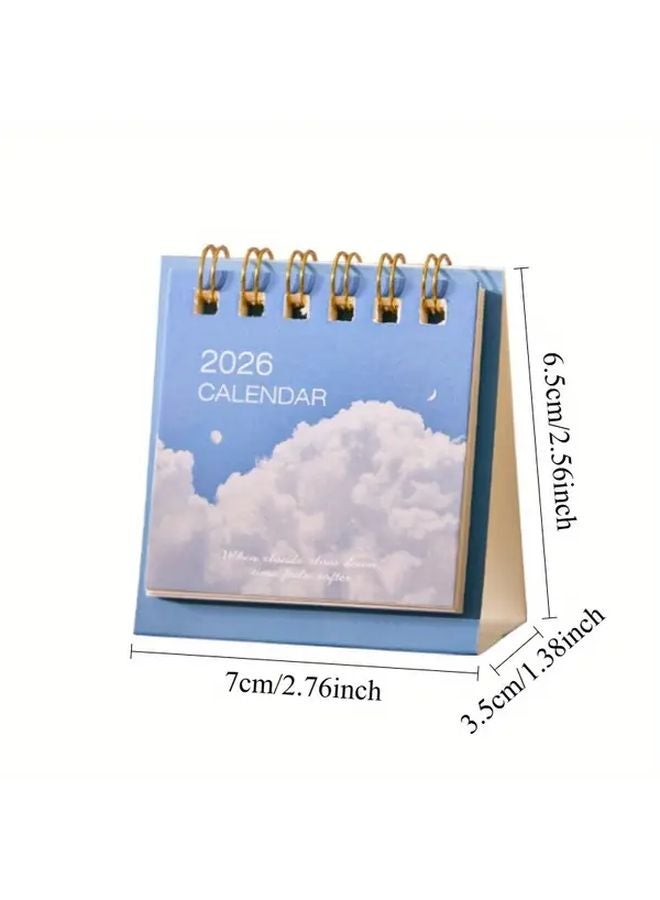 أسلوب ضوء القمر تقويم مكتب مصغر مخطط 2025 2026 ثنائي اللغة صيني إنجليزي مشاهد طبيعية - Image 2