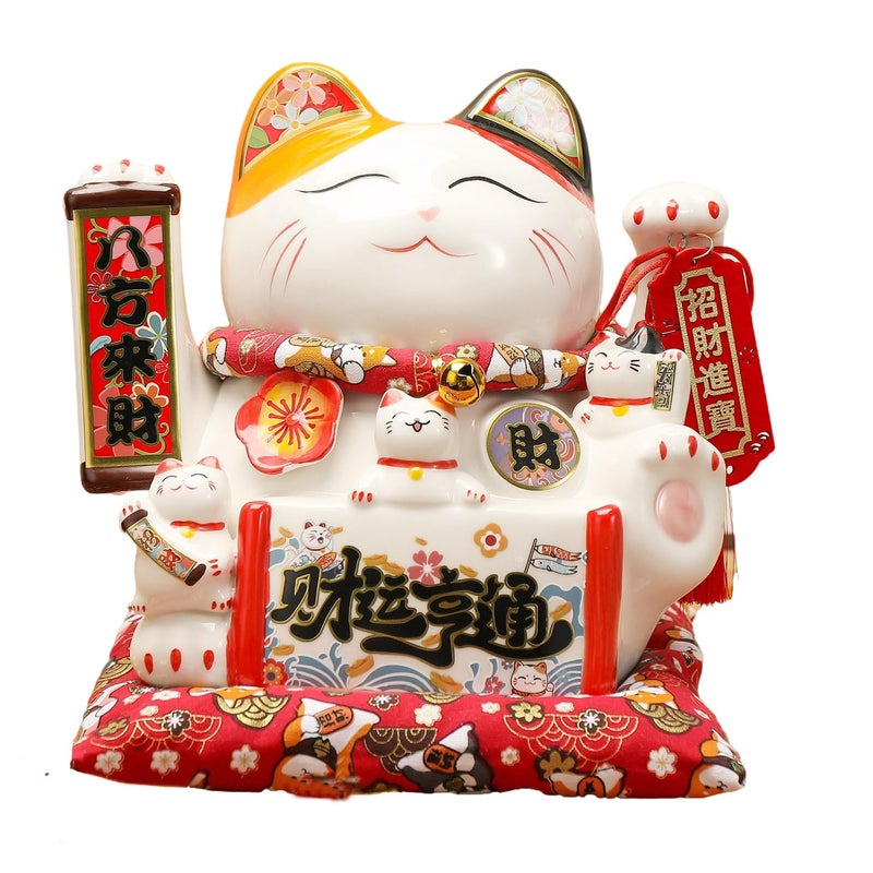 TXYXT Lucky Cat Statue Figurines Chinese Ceramic Lucky Cat Piggy Bank Japanese Money Fortune Cat Gift Decorations for Store Company OpeningCQG9 - Image 2