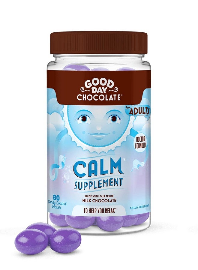 GOOD DAY CHOCOLATE مكمل الشوكولاتة الطبيعي المهدئ للبالغين من جود داي، مزيج من البابونج، الثيانين، المغنيسيوم، شوكولاتة التجارة العادلة وغير المعدلة وراثيًا، 50 قطعة - Image 3