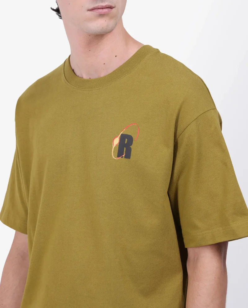 Rare Rabbit Men's Graphic Back Print Oversized T-Shirt