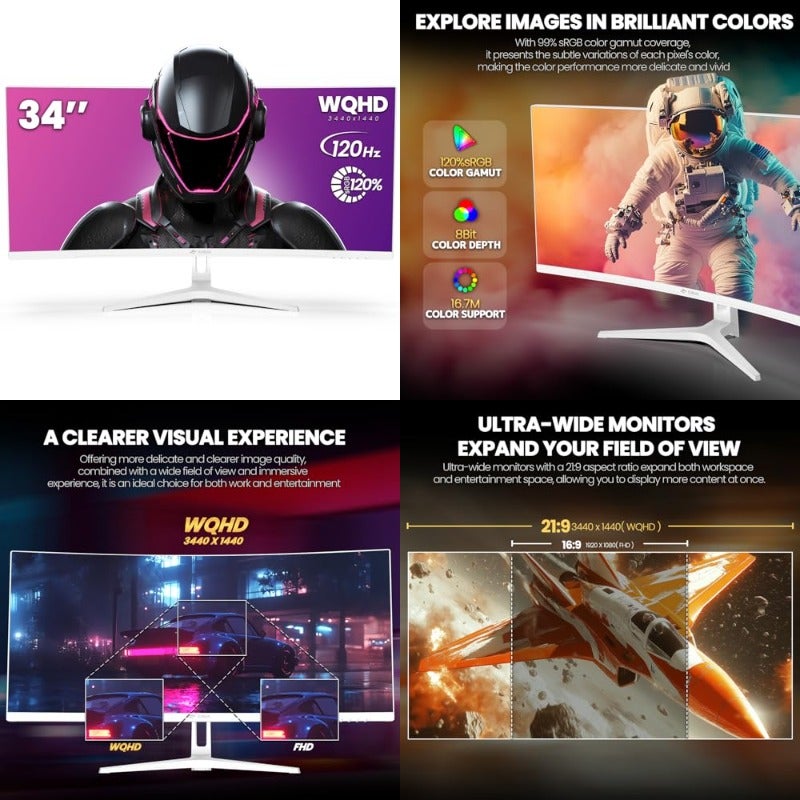 Generic Generic Ultrawide 21 9 Gaming Monitor Uwqhd Curved Screen 34 inch ZDFF56754E7314FB6E98AZ