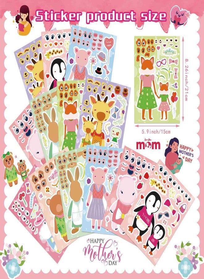 OTAITY 24 PCS Mother's Day Sticker for Kids Toddlers, Make a Face Stickers, Make Your Own Mother's Day Sticker, Polar Bear Penguin Giraffe Animals Stickers for Mother’s Day Party Favors - Image 2