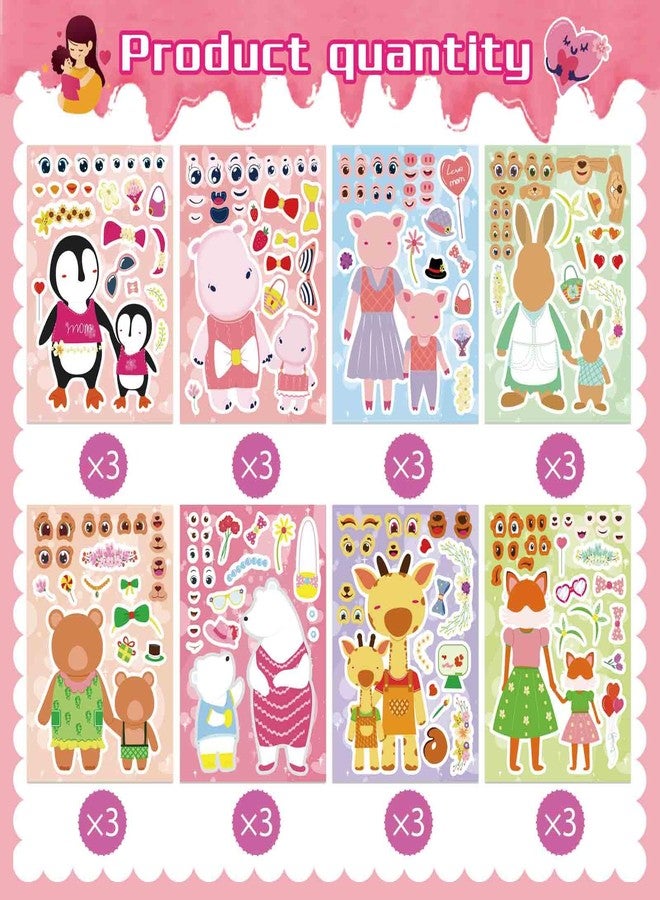 OTAITY 24 PCS Mother's Day Sticker for Kids Toddlers, Make a Face Stickers, Make Your Own Mother's Day Sticker, Polar Bear Penguin Giraffe Animals Stickers for Mother’s Day Party Favors - Image 4