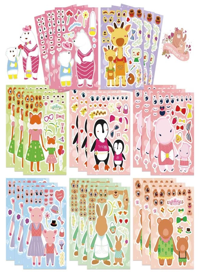 OTAITY 24 PCS Mother's Day Sticker for Kids Toddlers, Make a Face Stickers, Make Your Own Mother's Day Sticker, Polar Bear Penguin Giraffe Animals Stickers for Mother’s Day Party Favors - Image 1