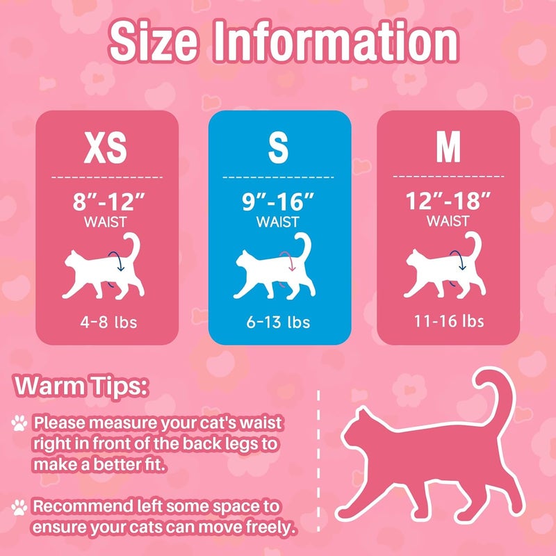 Pet Soft Disposable Cat Diapers - Diaper for Female & Male Cats, Puppy Doggie Diapers for Female Dogs with Adjustable Foam Tail Hole, X-Small (24Pcs, PK Flowers) - Image 5