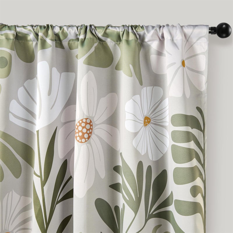 RoomTalks Henri Matisse Blackout Window Curtains for Bedroom Living Room 84 Inches Length 2 Panels, Modern Abstract Aesthetic Botanical Cute Boho Floral Curtain Panels Drapes Green and Greyish White - Image 4