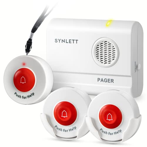 SYNLETT Caregiver Pager Wireless Nurse Call Buttons for Elderly Monitoring SOS Alert System Portable Alarm Call Bell for Nursing Home Care Seniors Patients Emergency - Image 1