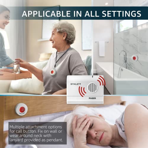 SYNLETT Caregiver Pager Wireless Nurse Call Buttons for Elderly Monitoring SOS Alert System Portable Alarm Call Bell for Nursing Home Care Seniors Patients Emergency - Image 5