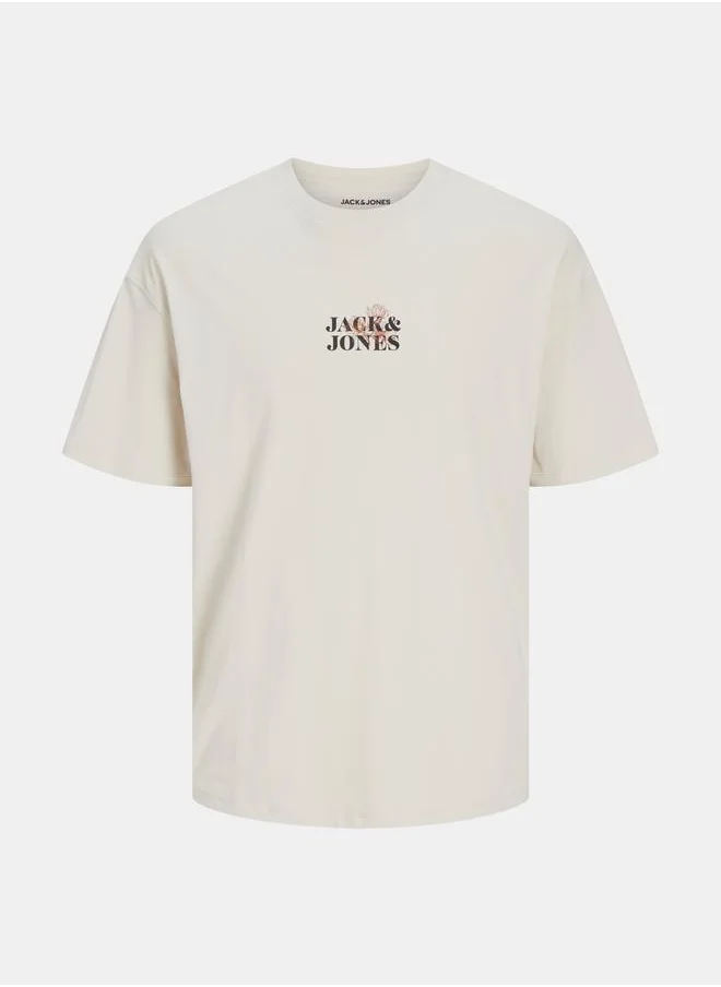 جاك اند جونز Back Graphic Crew Neck Wide Fit T-Shirt