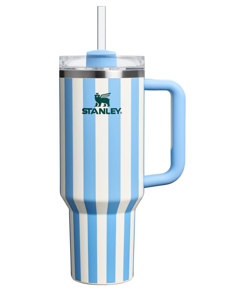 Stanley Stanley Quencher H2.0 Tumbler with Handle and Straw 40 oz | Flowstate 3-Position Lid | Cup Holder Compatible for Travel | Insulated Stainless Steel Cup | BPA-Free | Cornflower Cabana Gloss - Image 1