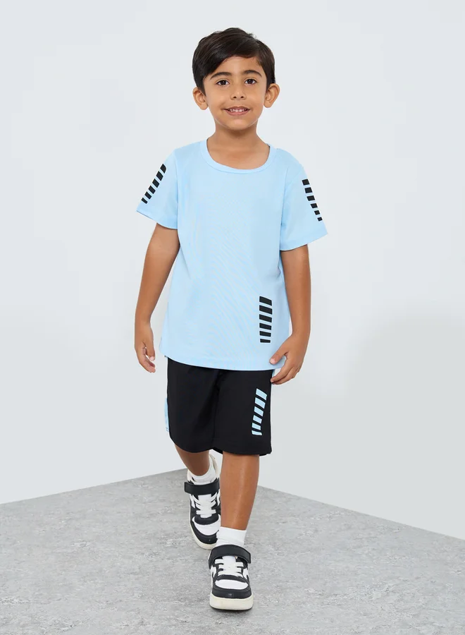 Styli Styli Striped Print T-Shirt and Shorts Set