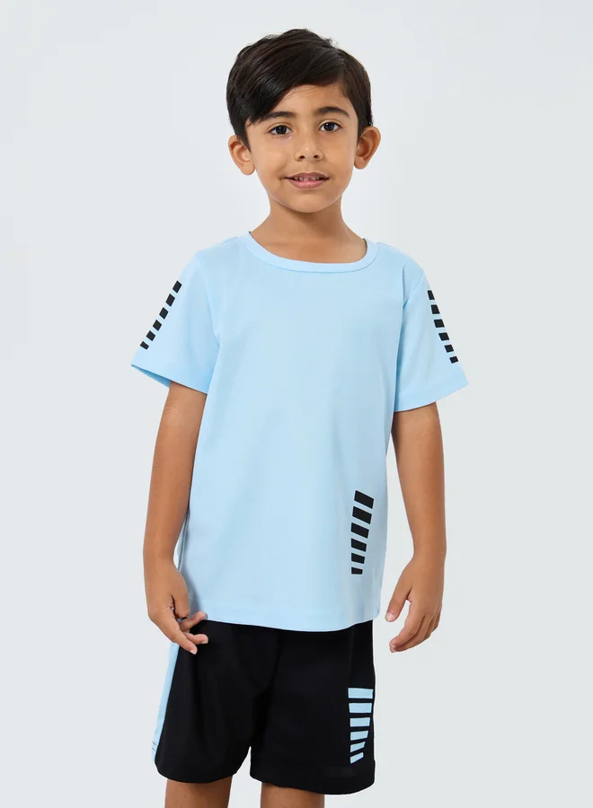 Styli Styli Striped Print T-Shirt and Shorts Set