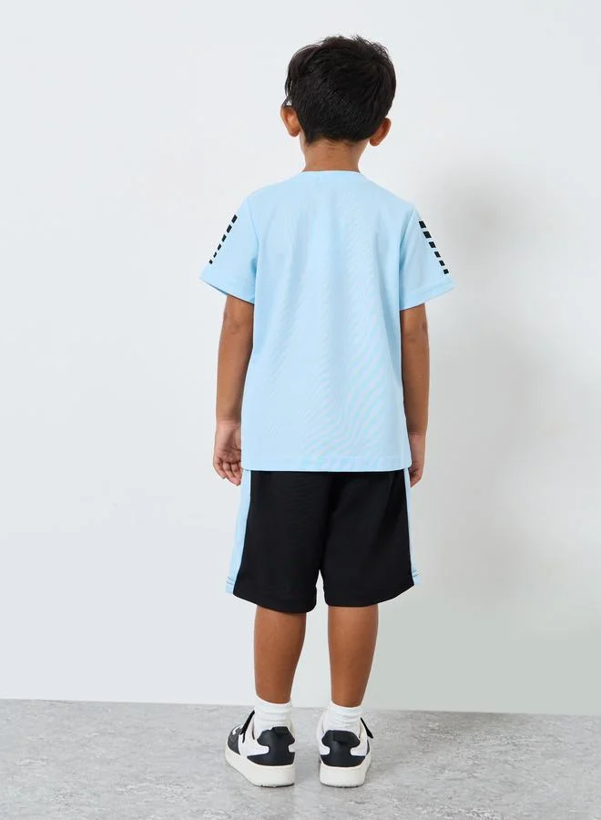 Styli Styli Striped Print T-Shirt and Shorts Set