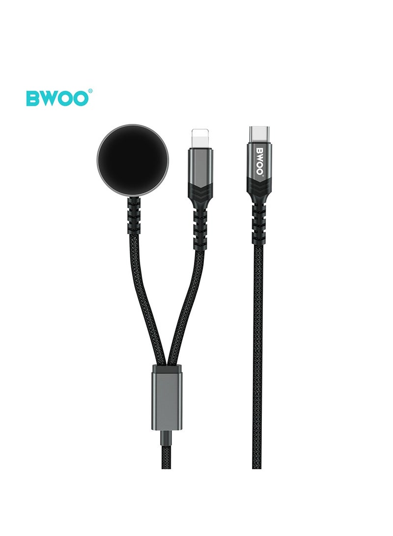 BWOO 2 In 1 Apple Watch Charger Lightning And Magnetic Wireless Charging Black - Image 1